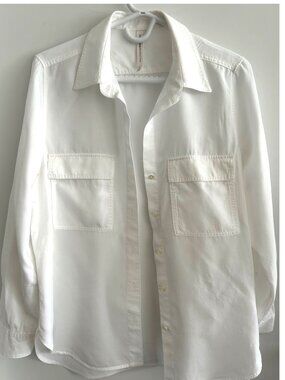 Babaton White Utility Lyocell Shirt Sz S